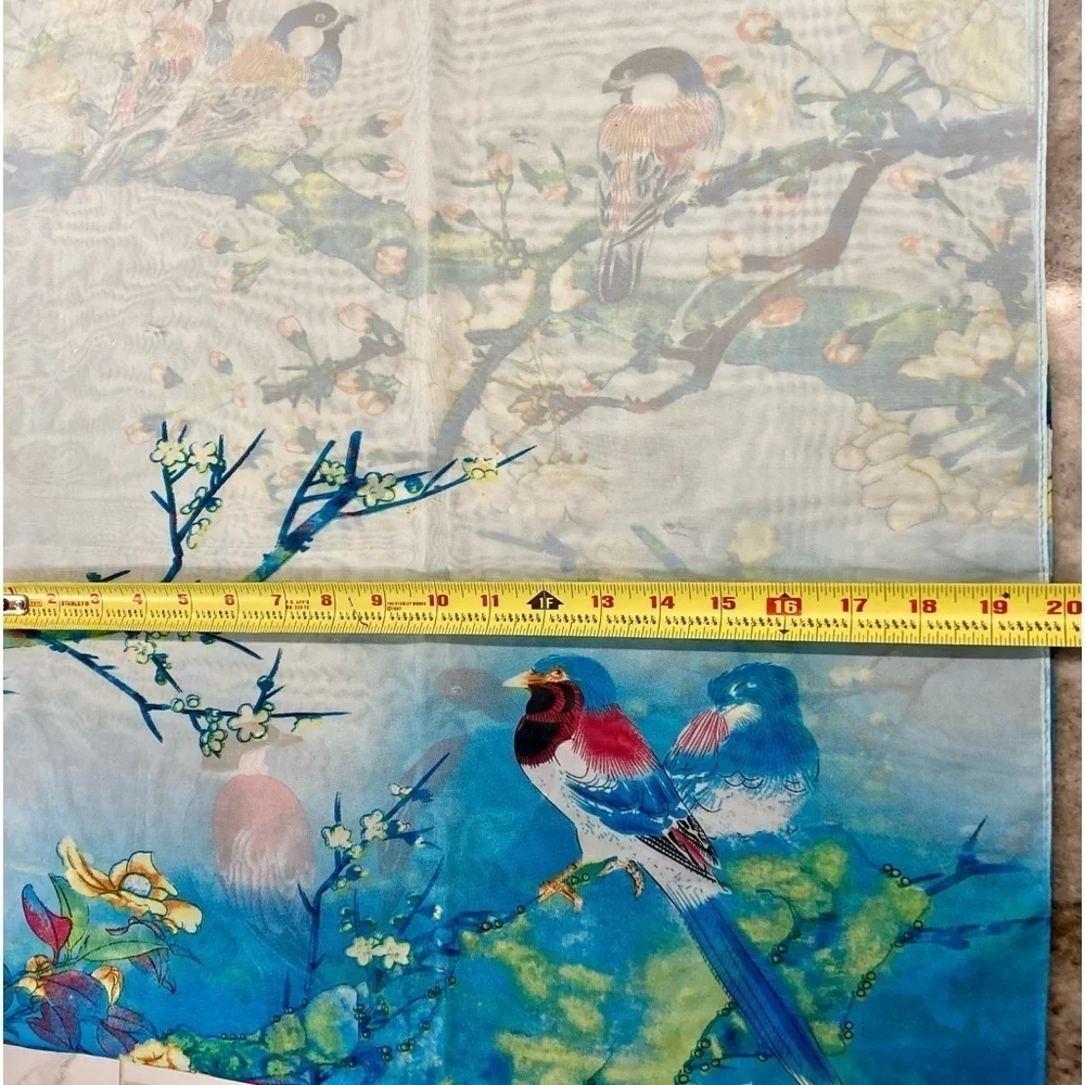 EUC Scarf with Japanese style‎ bird print, 20” x 60”